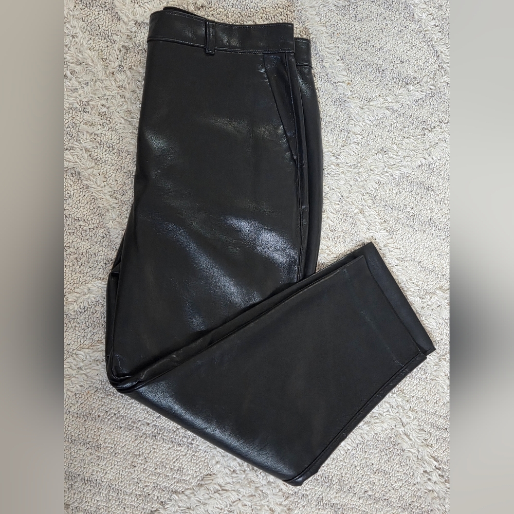 Babaton Black Vegan Leather Pants - Cropped
